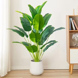 2pcs Artificial Banana Trees with 48 Realistic Tropical Leaves for Gardens Weddings Homes Offices Without Flower Pots