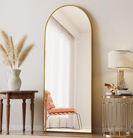 76"x34" Floor Mirror Full Length, Arched Full Length Mirror with Stand, Large Full Body Mirrors for Bedroom Living Room or Cloakroom Gold