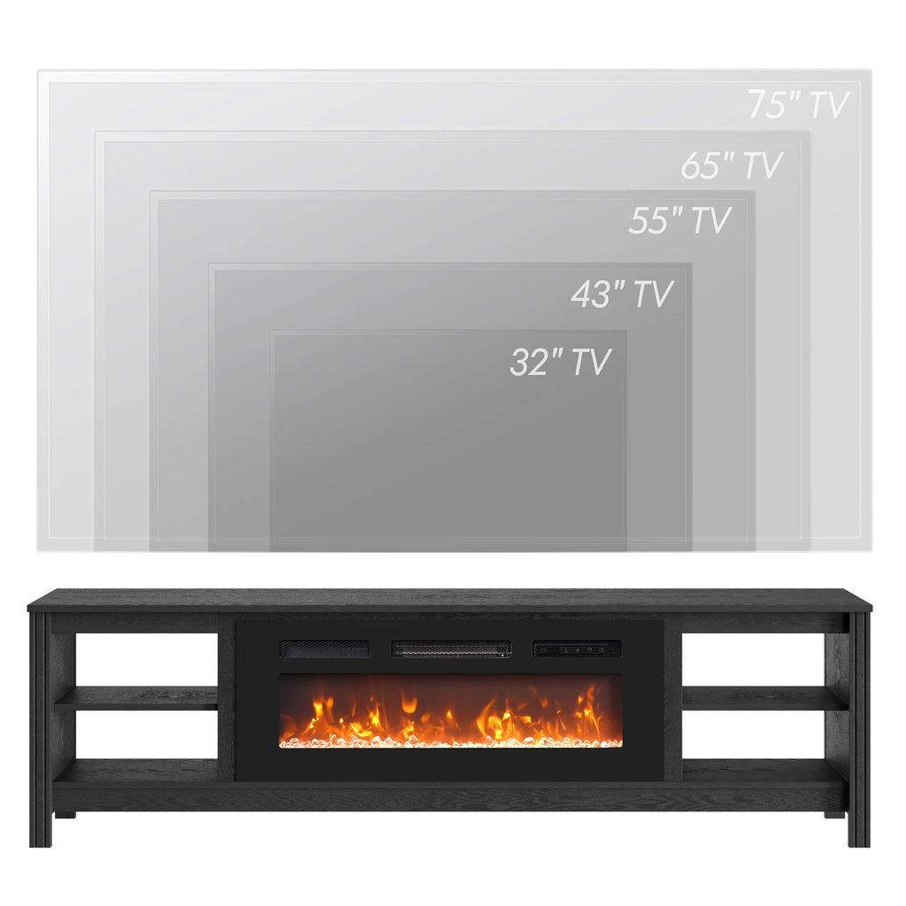 70" Farmhouse Fireplace TV Stand with LED Lights, Custom