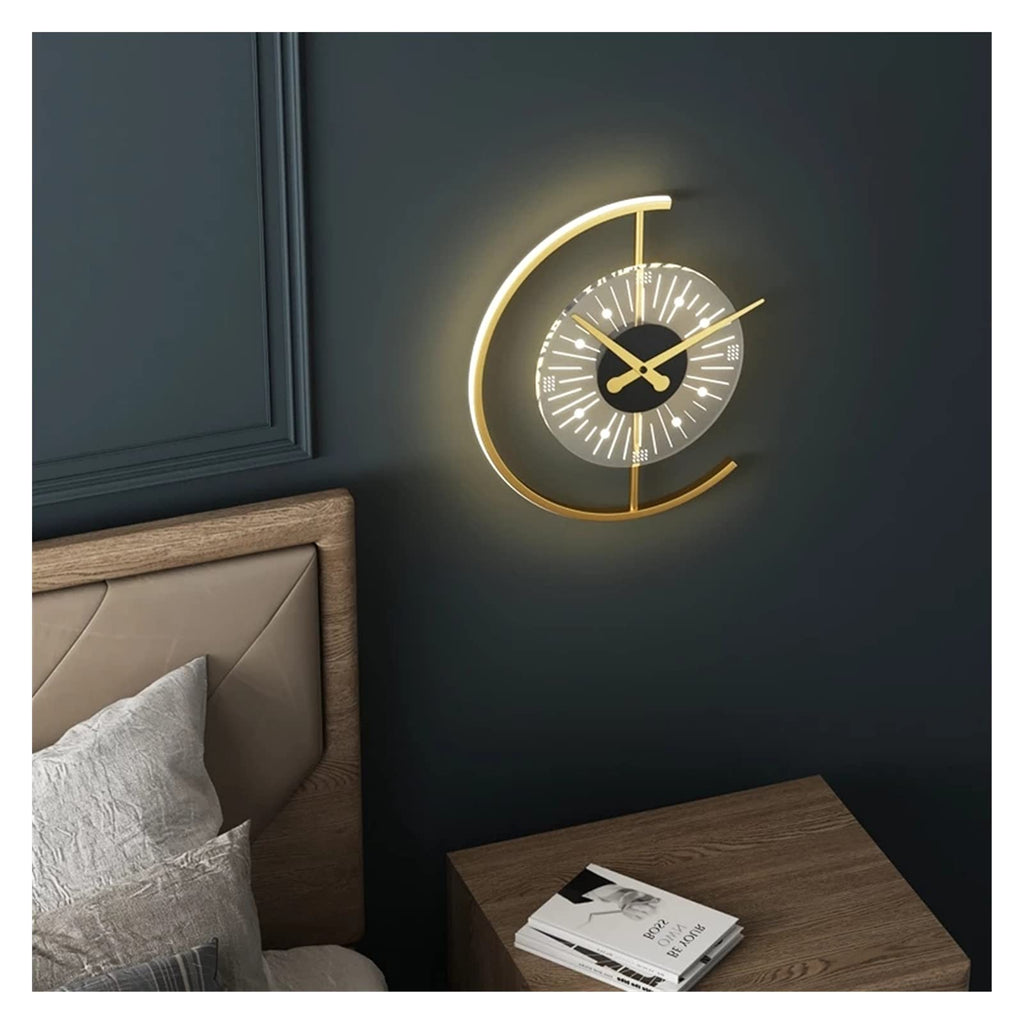 Nordic Clock Wall Lamp, Modern Minimalist LED Wall Light for Living Room, Bedroom & Background Wall Decoration