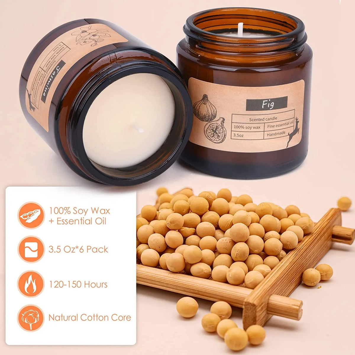 Candles for Home Scented, 6 Pack 3.5 Oz Soy Wax Candles Gifts Sets