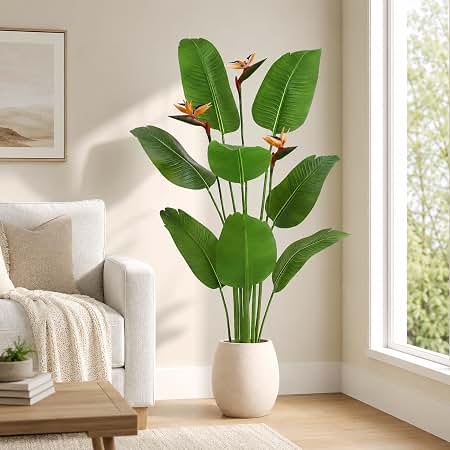 2pcs Artificial Banana Trees with 48 Realistic Tropical Leaves for Gardens Weddings Homes Offices Without Flower Pots