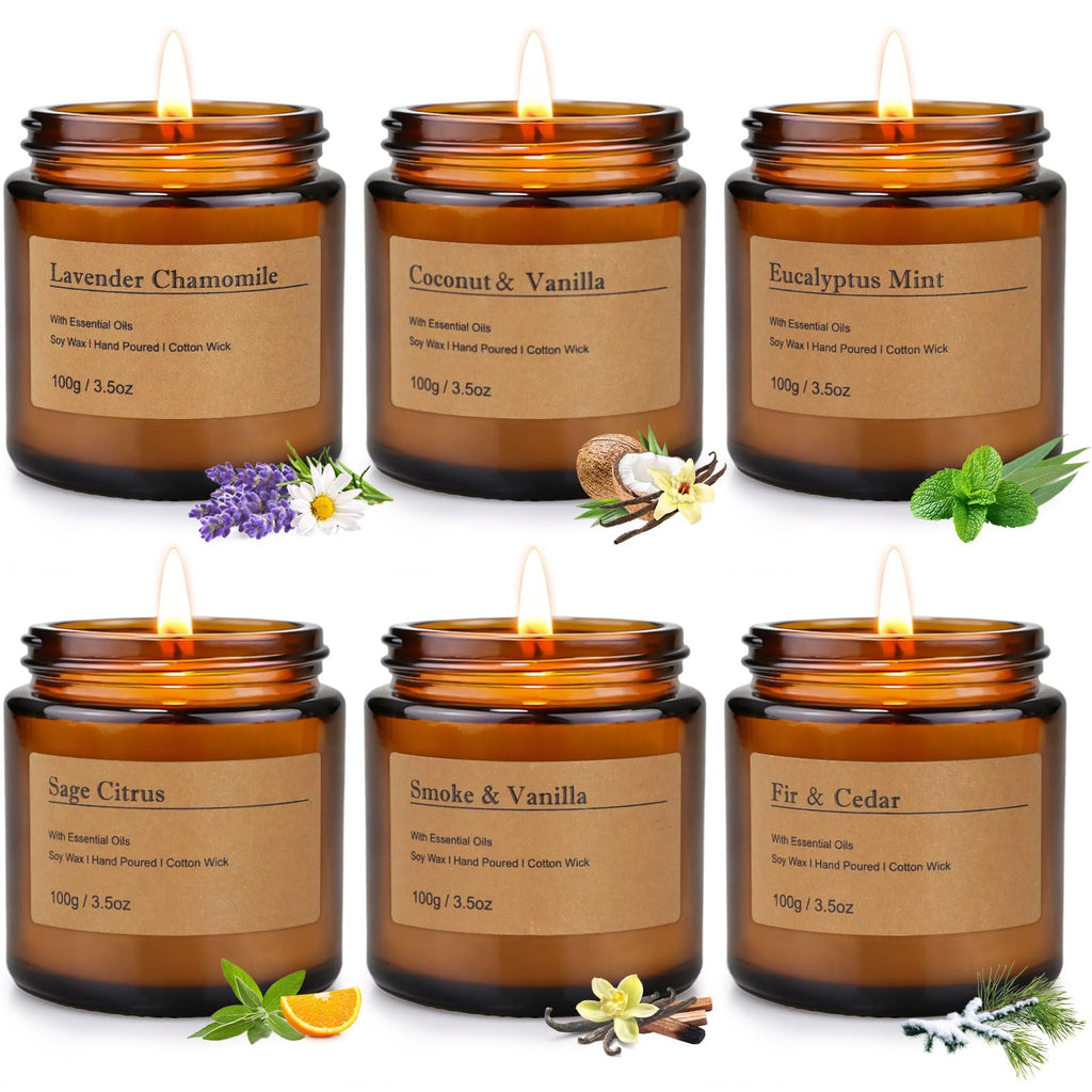 Candles for Home Scented, 6 Pack 3.5 Oz Soy Wax Candles Gifts Sets