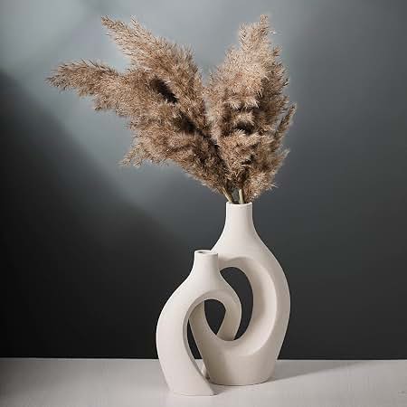 Lvases Snuggle Hollow Ceramic Vase Set of 2, Boho Tabletop Home Decor Vases
