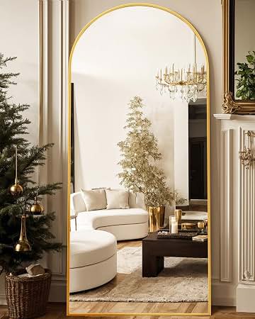76"x34" Floor Mirror Full Length, Arched Full Length Mirror with Stand, Large Full Body Mirrors for Bedroom Living Room or Cloakroom Gold
