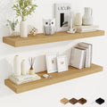 Acovy 40 Inch Floating Shelves, 12" Deep Floating Shelf Wall Mounted, 40" Wall Shelves, Rustic Deep Bookshelf, Extra Deeper & Thicker Display Shelves for Bedroom, Living Room, Oak, Set of 2