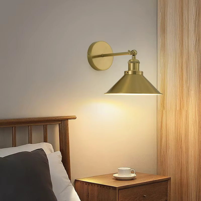 Retro Wall Lamp Bronze American Lampshade Nordic Minimalist Study Bedroom.