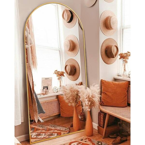 76"x34" Floor Mirror Full Length, Arched Full Length Mirror with Stand, Large Full Body Mirrors for Bedroom Living Room or Cloakroom Gold