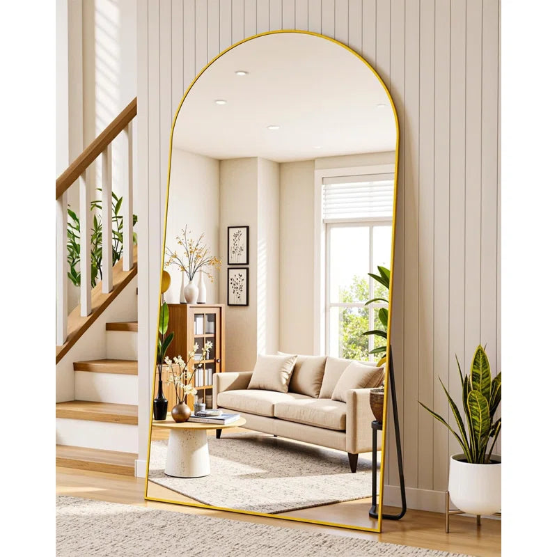 76"x34" Floor Mirror Full Length, Arched Full Length Mirror with Stand, Large Full Body Mirrors for Bedroom Living Room or Cloakroom Gold