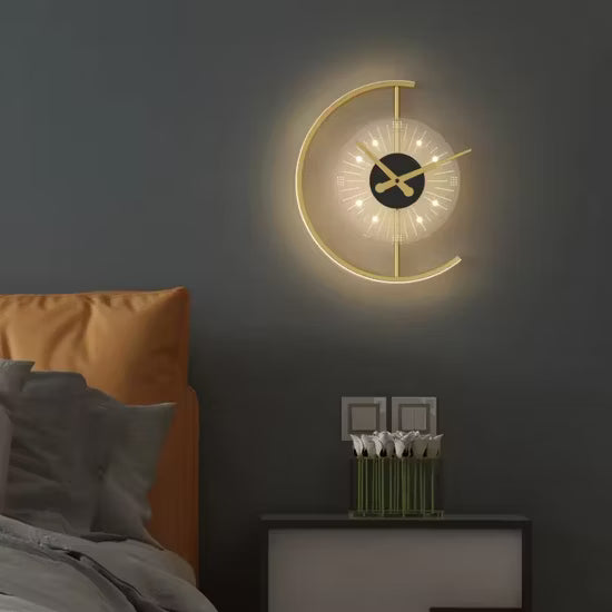 Nordic Clock Wall Lamp, Modern Minimalist LED Wall Light for Living Room, Bedroom & Background Wall Decoration