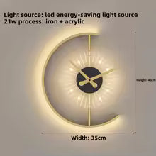 Nordic Clock Wall Lamp, Modern Minimalist LED Wall Light for Living Room, Bedroom & Background Wall Decoration