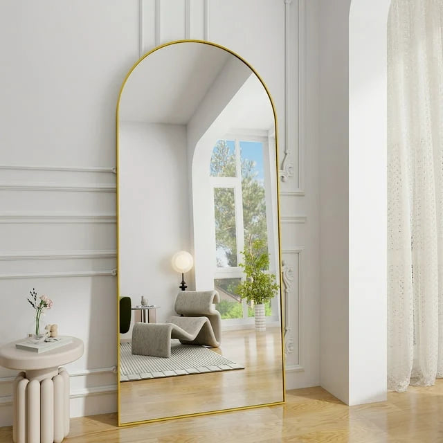 76"x34" Floor Mirror Full Length, Arched Full Length Mirror with Stand, Large Full Body Mirrors for Bedroom Living Room or Cloakroom Gold