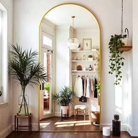 76"x34" Floor Mirror Full Length, Arched Full Length Mirror with Stand, Large Full Body Mirrors for Bedroom Living Room or Cloakroom Gold
