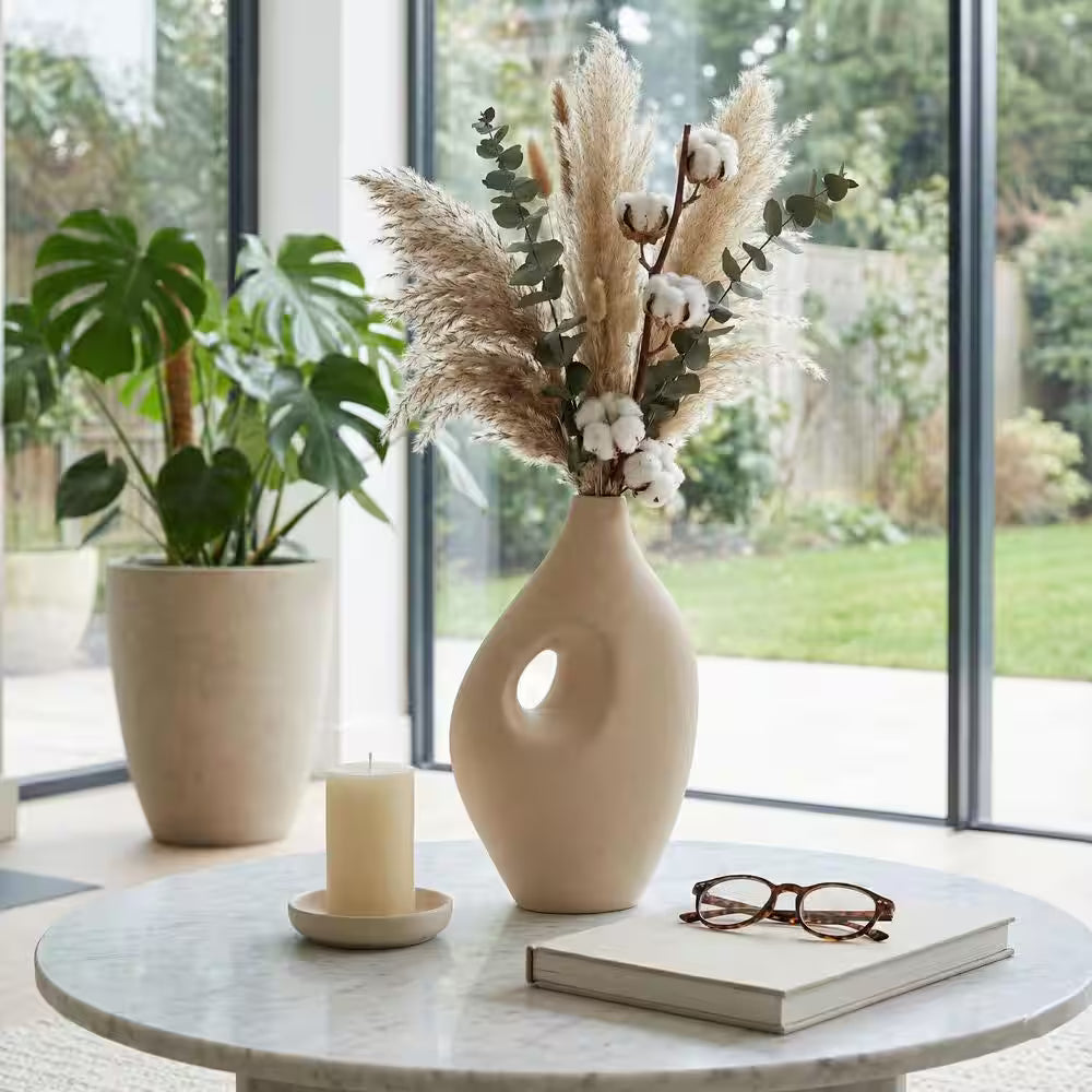 Lvases Snuggle Hollow Ceramic Vase Set of 2, Boho Tabletop Home Decor Vases