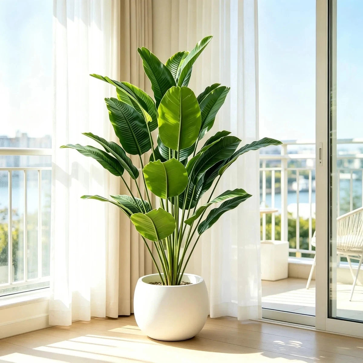 2pcs Artificial Banana Trees with 48 Realistic Tropical Leaves for Gardens Weddings Homes Offices Without Flower Pots